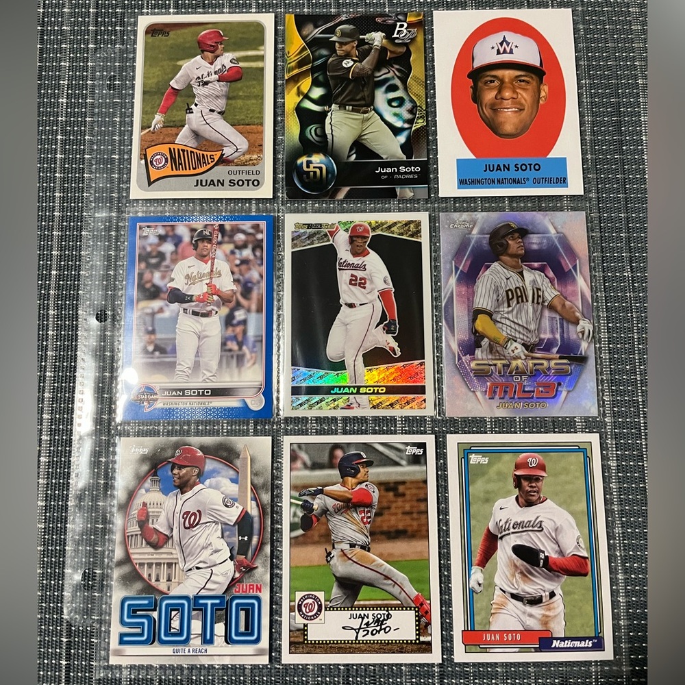 ⚾️⭐️ Juan Soto MLB Baseball Sports Trading Card, Lot of 9 Cards